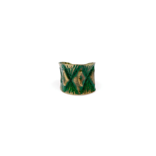 Gold Patina Ring- Emerald Green