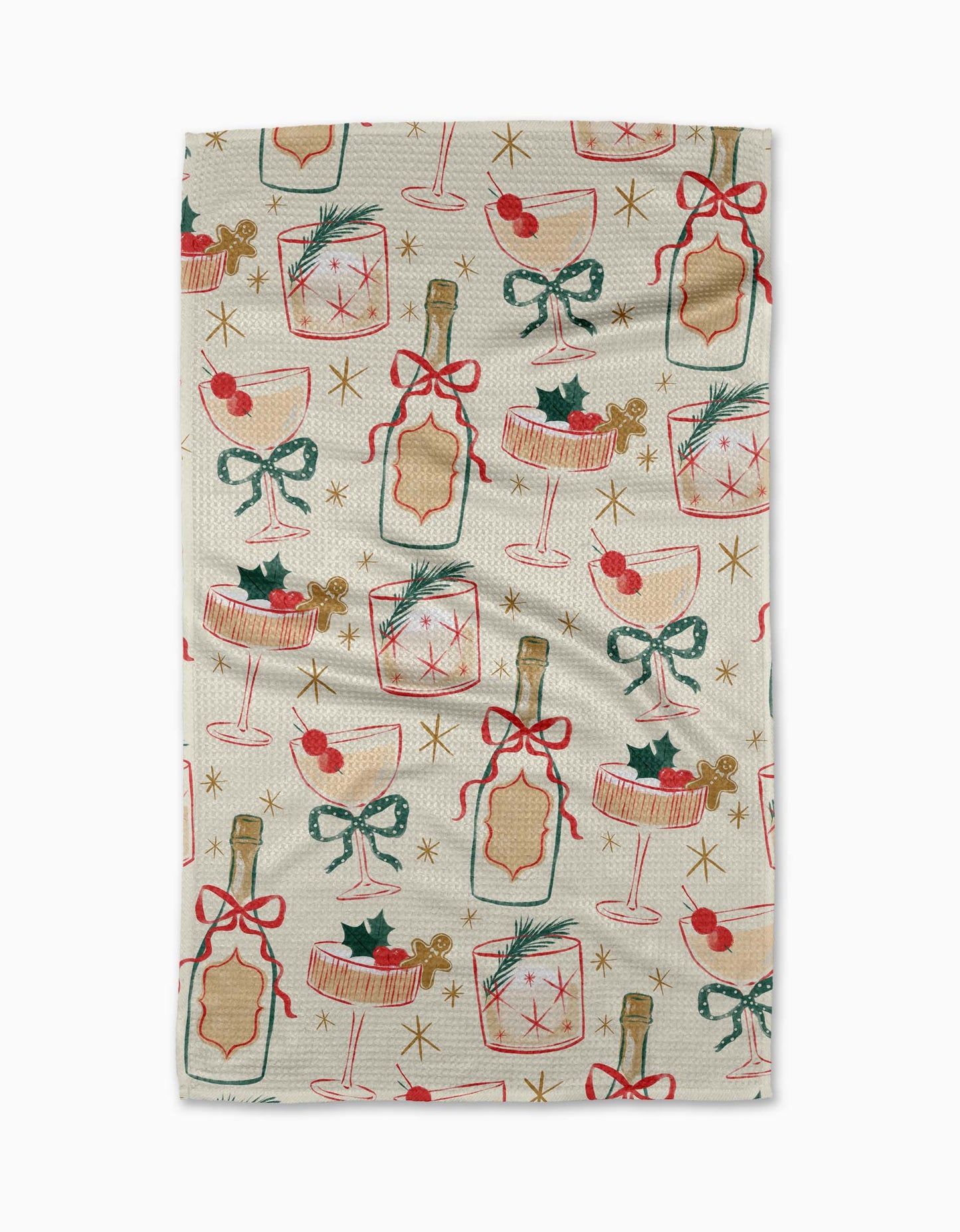 Christmas Cocktails Geometry Tea Towel
