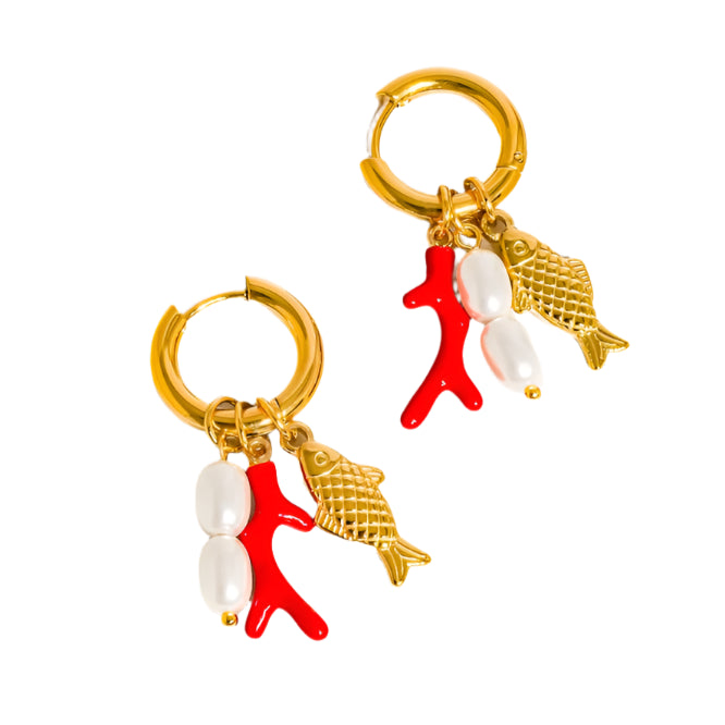 Coral Pearl Earrings