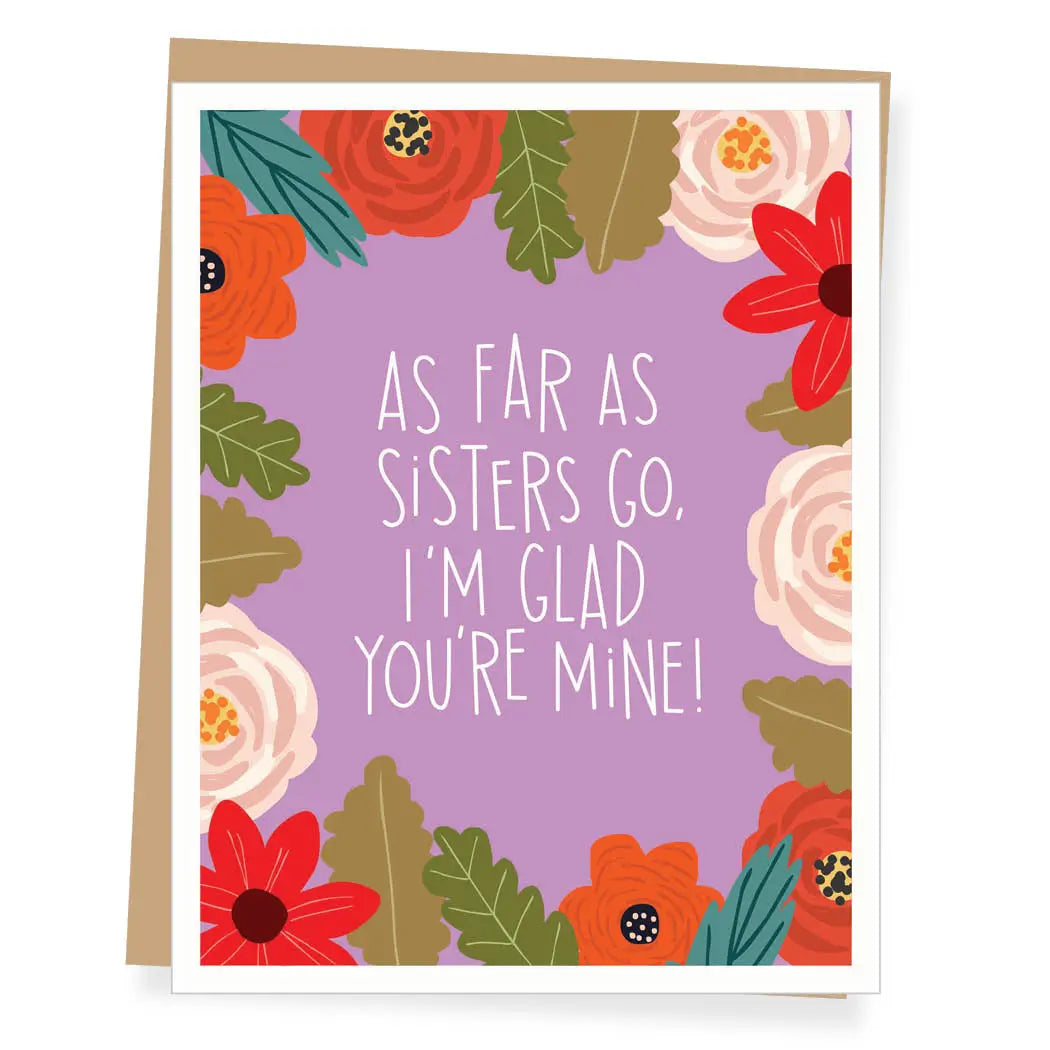 Greeting card with floral design and text on a purple background