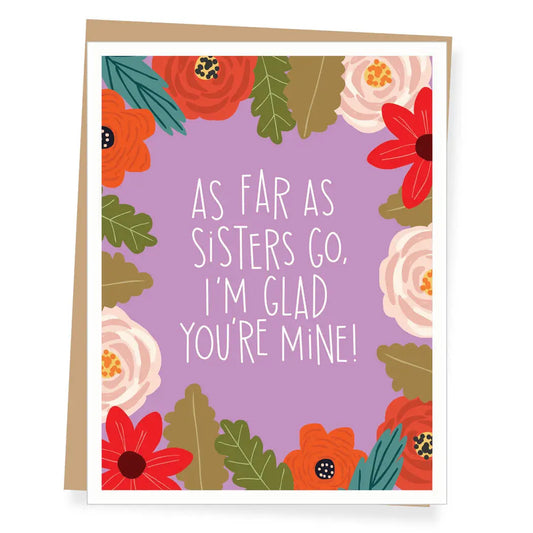 Greeting card with floral design and text on a purple background