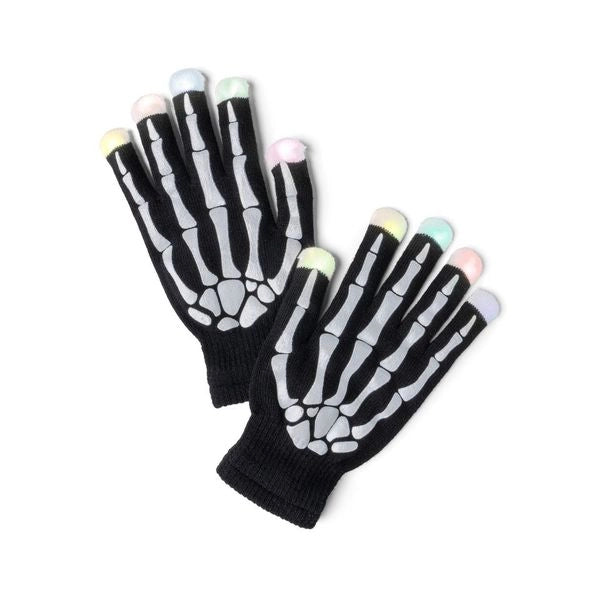 Skeleton gloves with colorful tips on a white background
