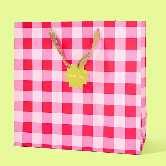 Red and Pink Gingham Gift Bag