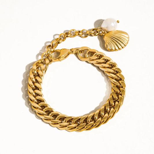 Tossa Gold and Pearl Chain Bracelet