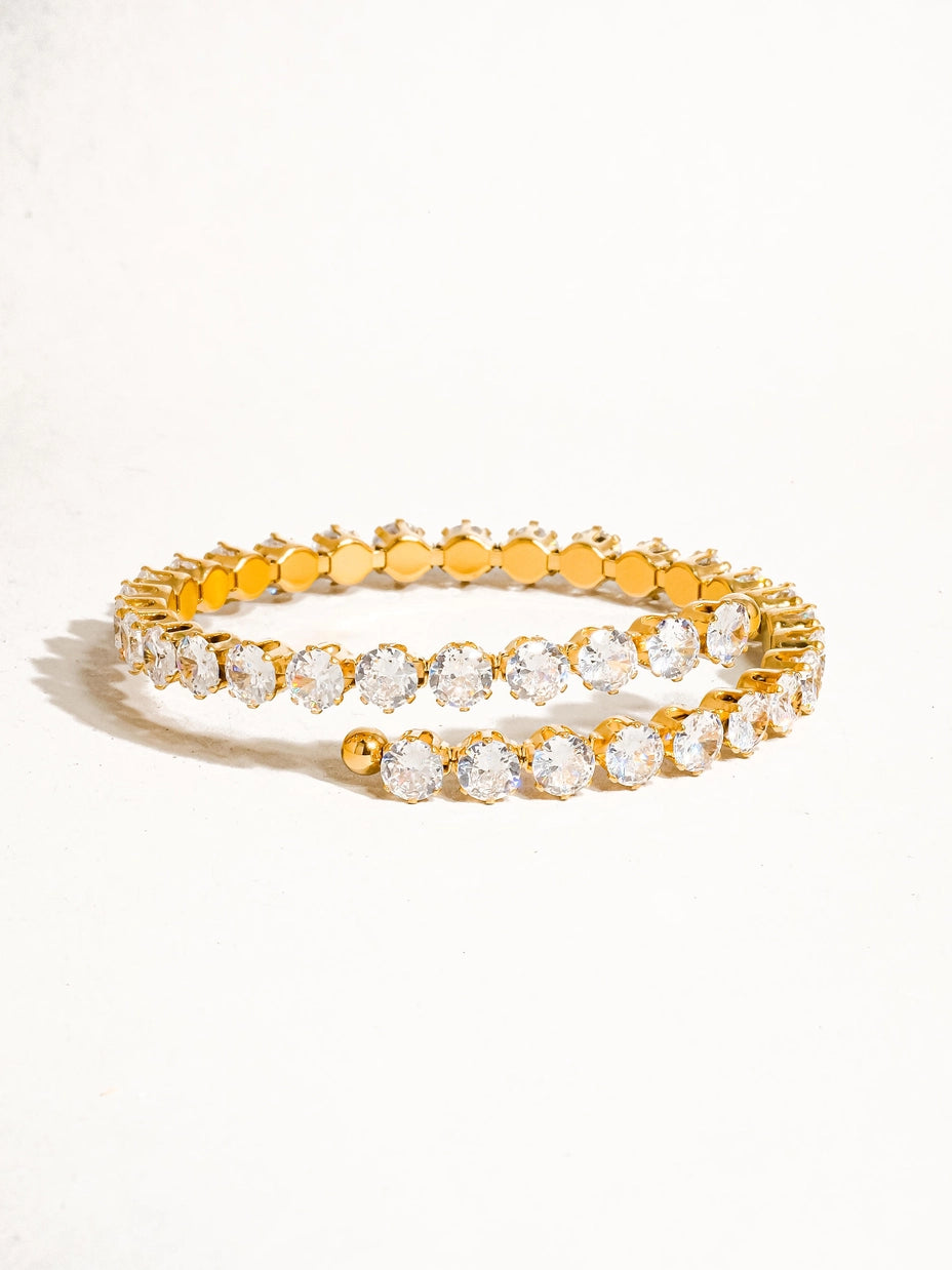 Maelys 18K Gold Non-Tarnish Rhinestone Glam Bracelet