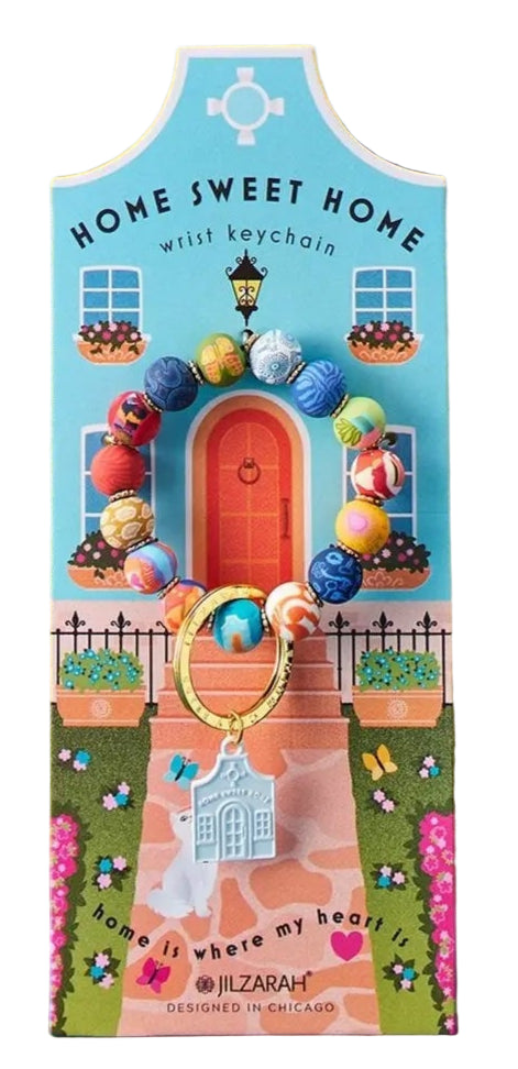 bracelet keychain on house shaped card.