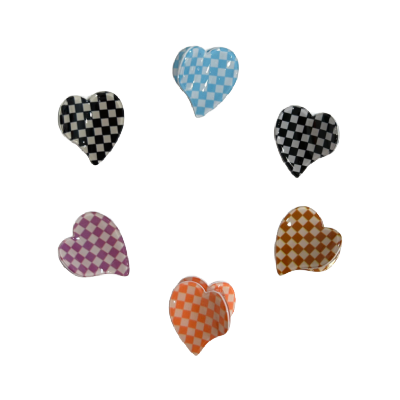 Mini Checkered Heart Clip
