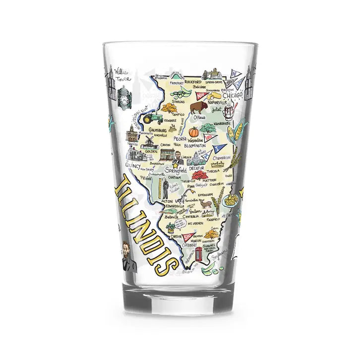 Illinois Embossed Pint Glass