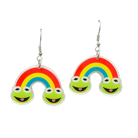 Acrylic Rainbow Frog Earrings