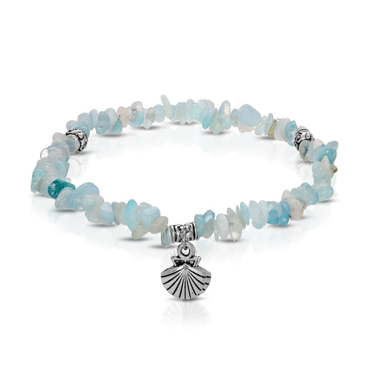 Anklet-Light Blue Rock Chip with Shell Charm