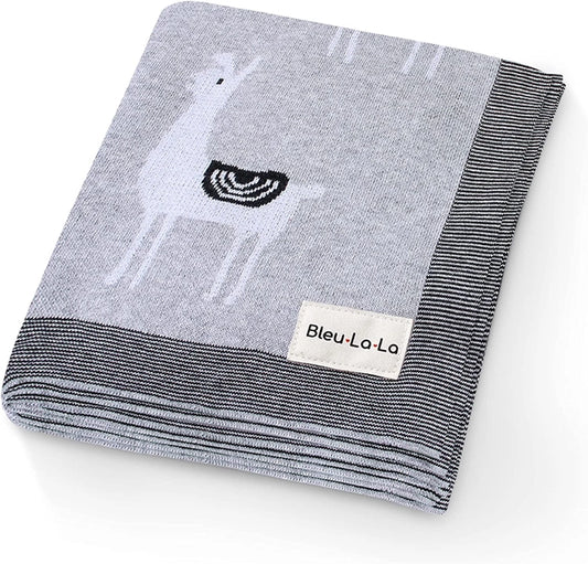 100% Luxury Cotton Swaddle Receiving Baby Blanket - Llama