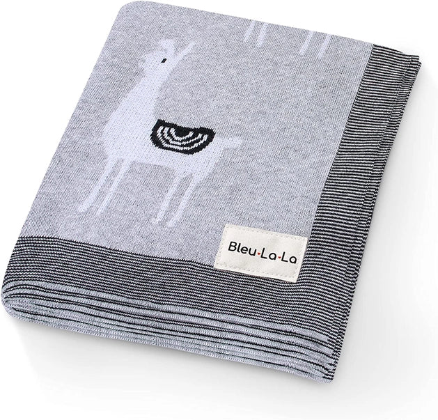 100% Luxury Cotton Swaddle Receiving Baby Blanket - Llama