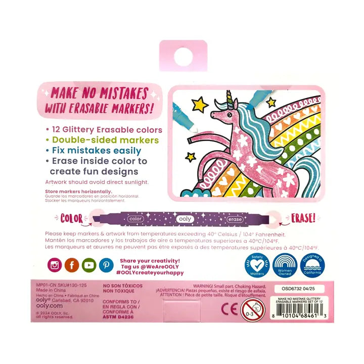 Make No Mistake Sparkle Glittery Erasable Markers