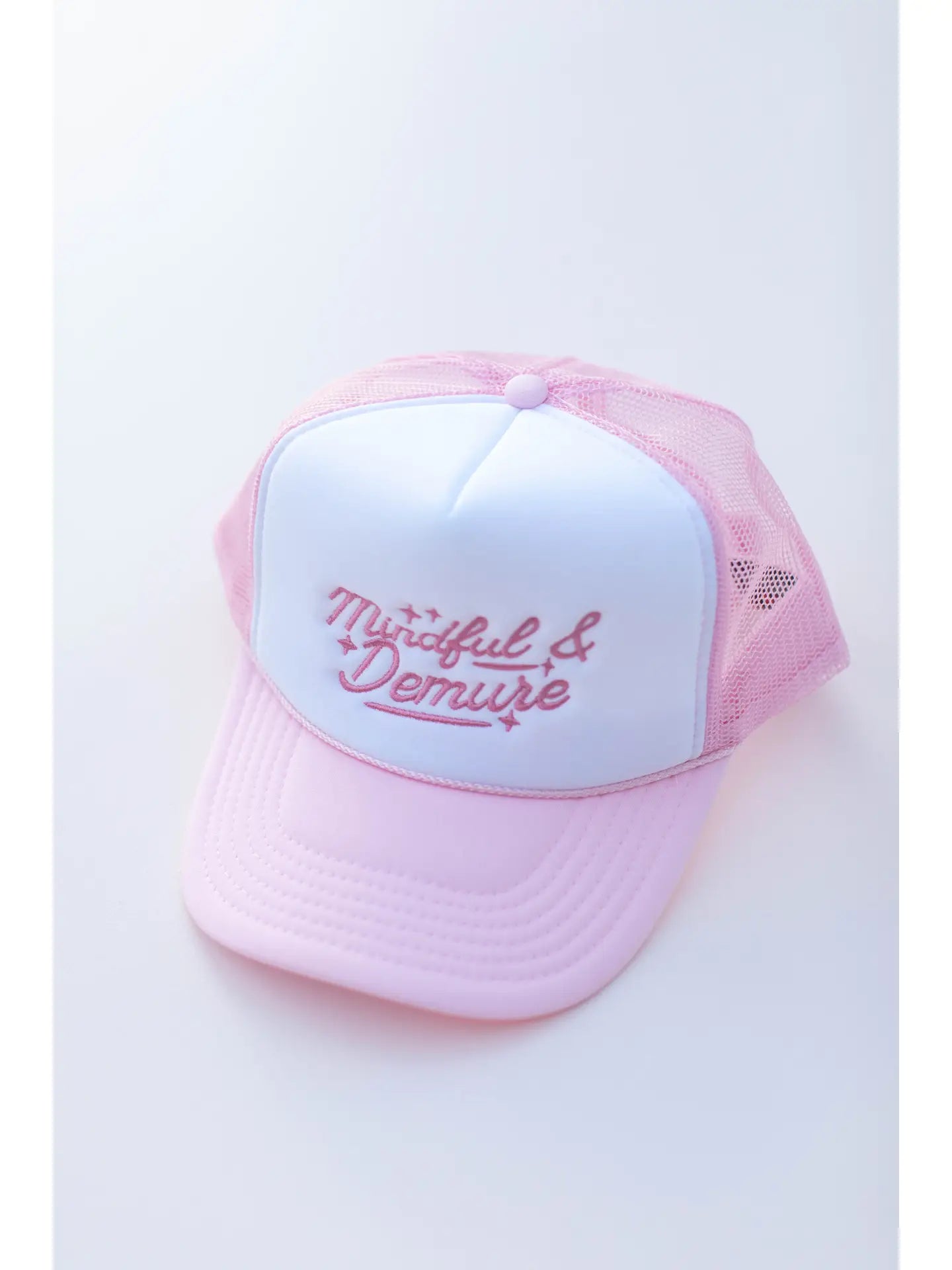 Mindful & Demure Pink Trucker Hat
