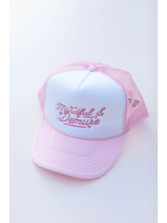 Mindful & Demure Pink Trucker Hat