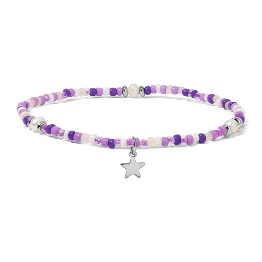 Anklet-Orchid Freshwater Pearl and Seed Bead,Silver