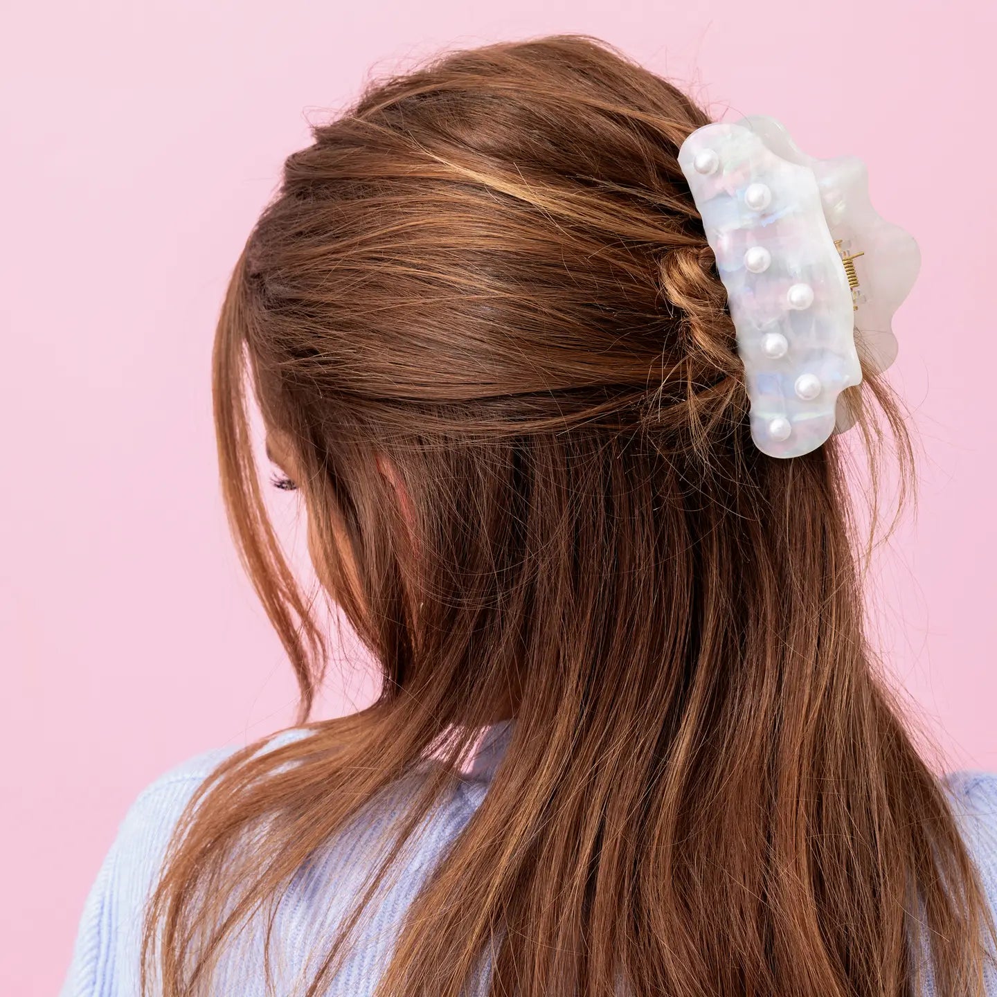 Iridescent Claw Clip with Pearls