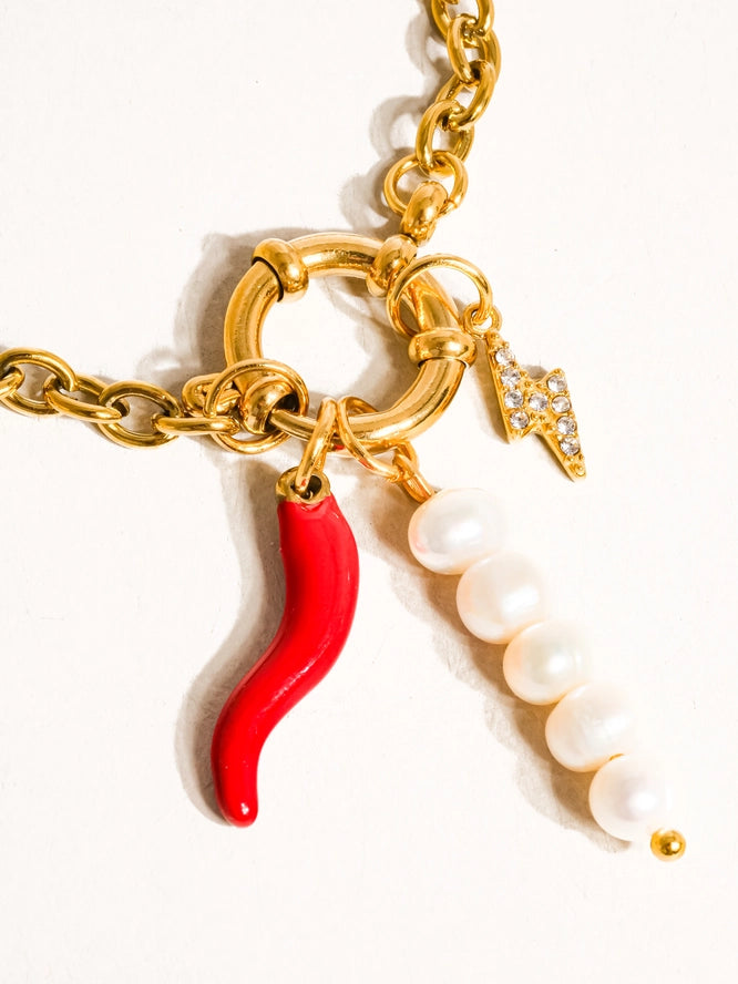 Pepper Pearl Charm Bracelet
