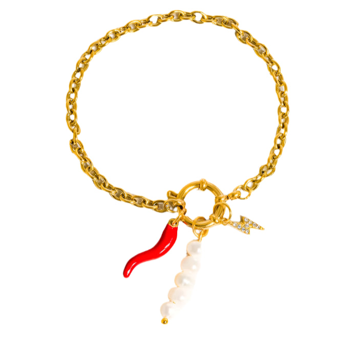 Pepper Pearl Charm Bracelet