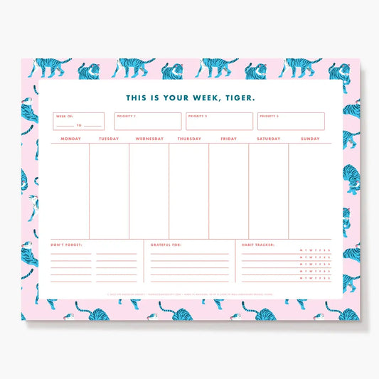 Pink Tiger Weekly Notepad