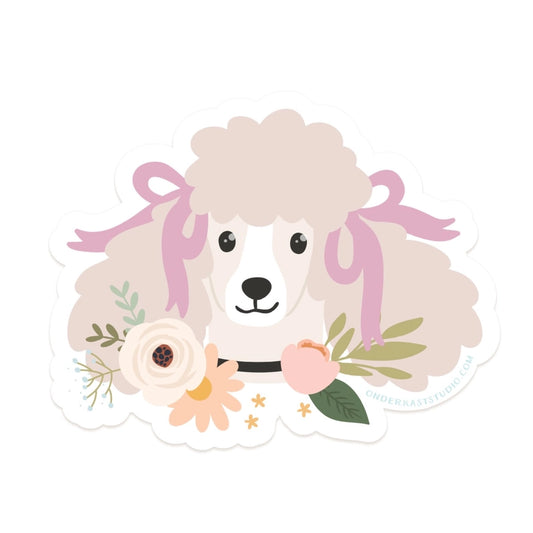Floral Poodle Sticker