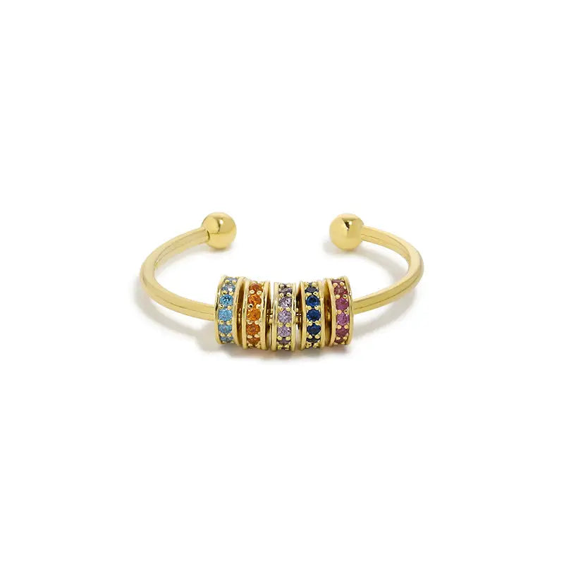 Rainbow Bead Fidget Spinner Ring