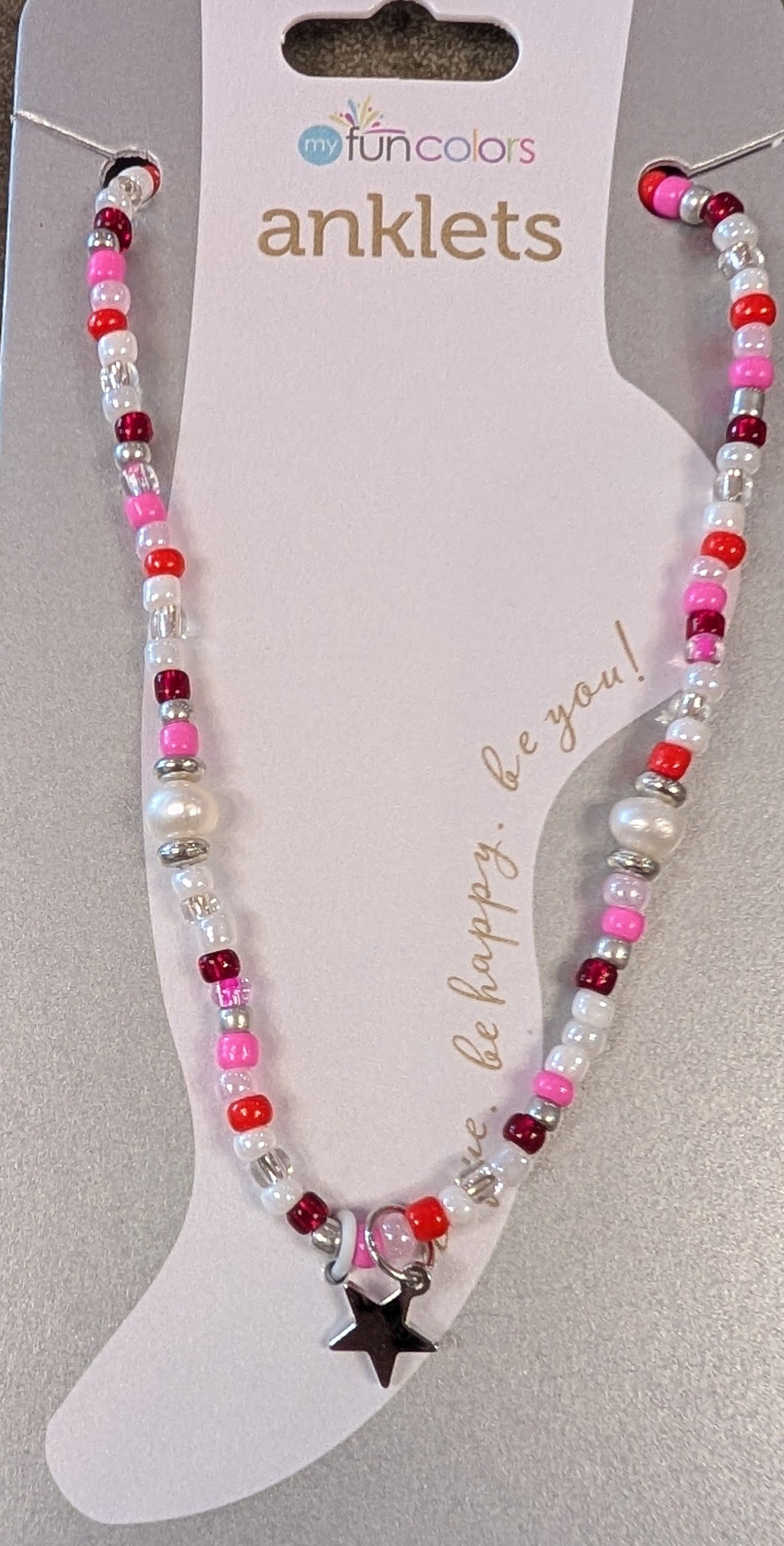 Anklet-Flamingo Freshwater Pearl and Seed Bead,Silver