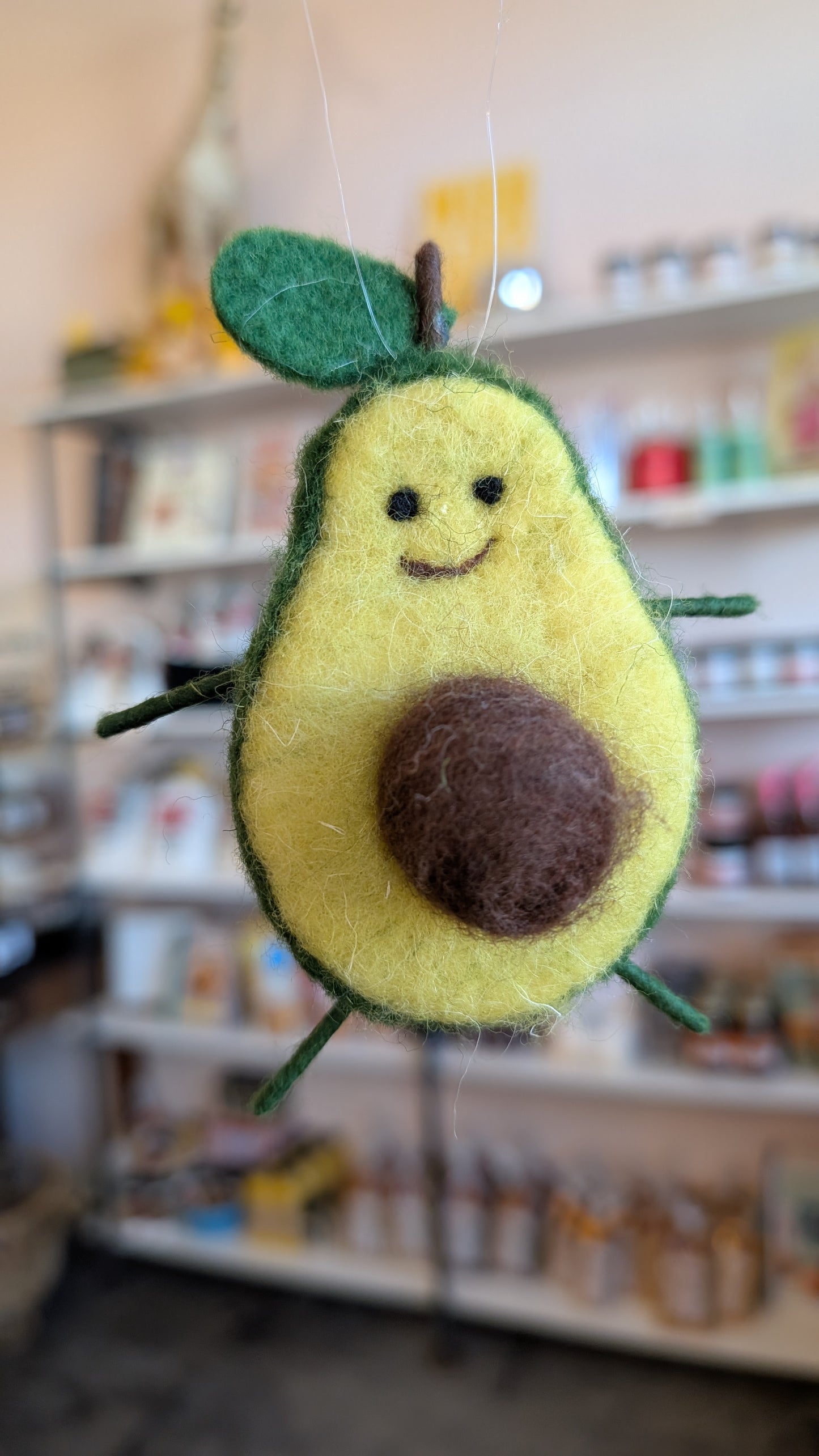 Smiling Avocado Felted Ornament