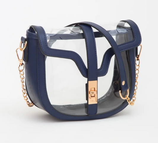 Clear Transparent Saddle Bag - Navy