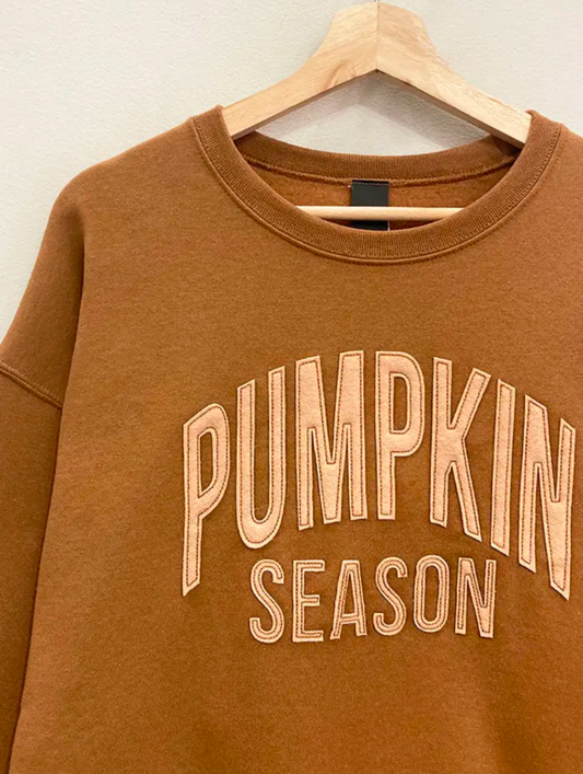 Pumpkin Season Felt Applique Crewneck