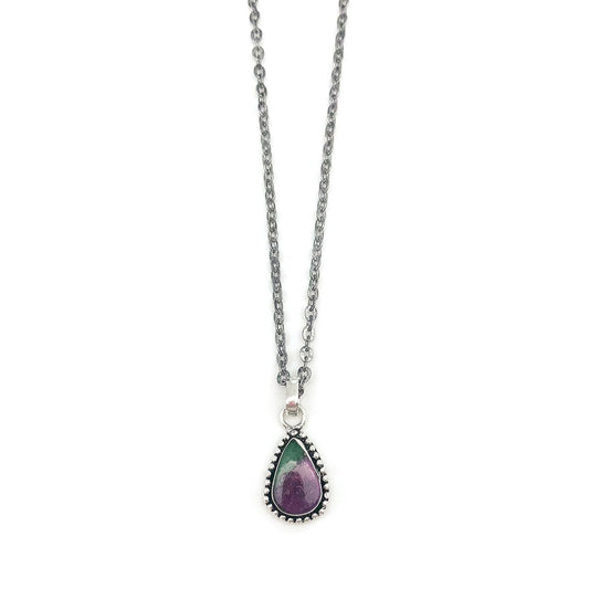 Semiprecious Large Stone Necklace – Ruby Ziosite
