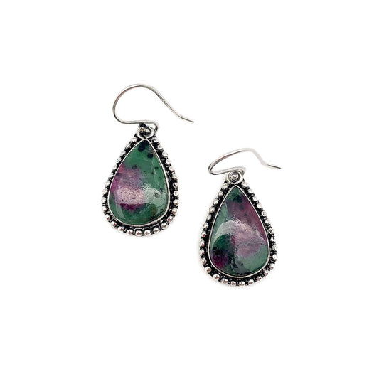 Semiprecious Large Stone Earrings – Ruby Ziosite