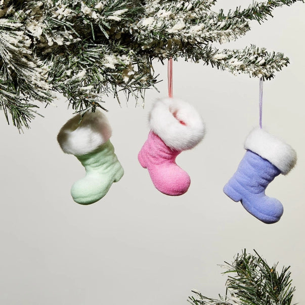 Flocked Santa Boot Ornament