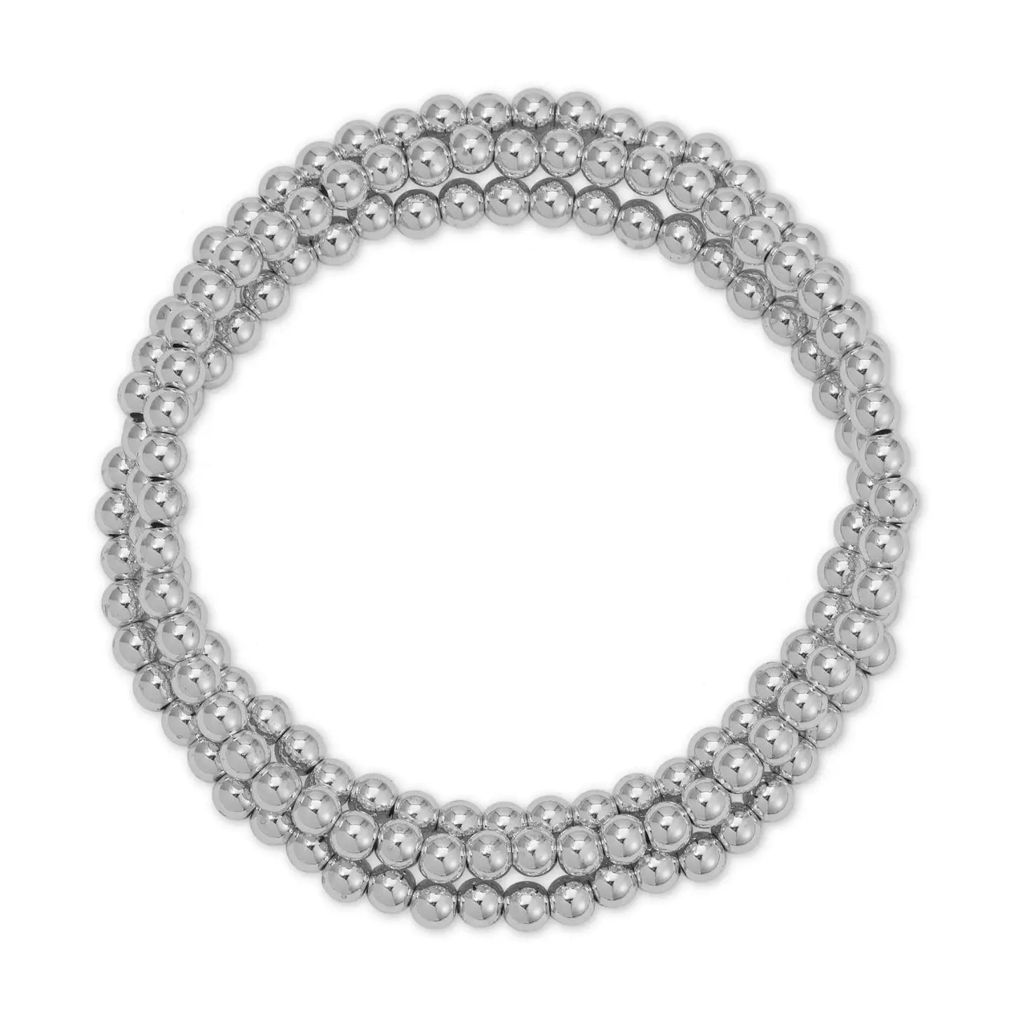 4mm Silver Bead Stretch Bracelet