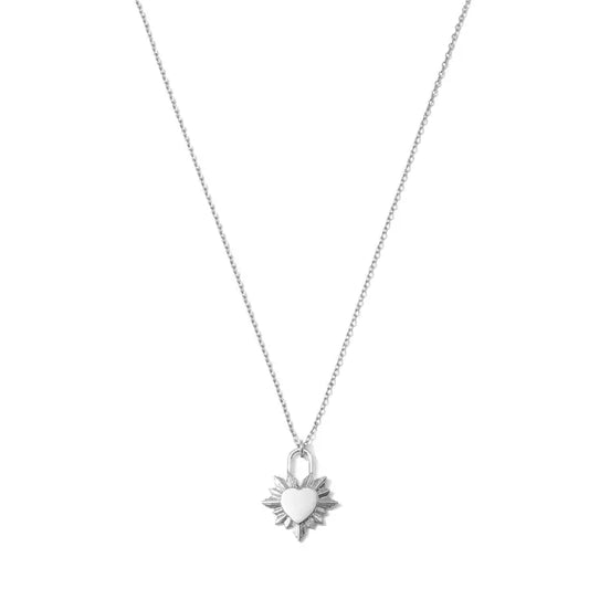 Small Heart Burst Necklace,Silver