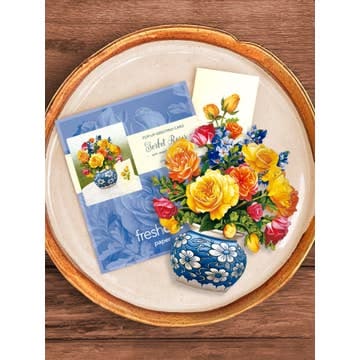 Fresh Cut Paper Mini Pop Up Bouquet-Sorbet Roses