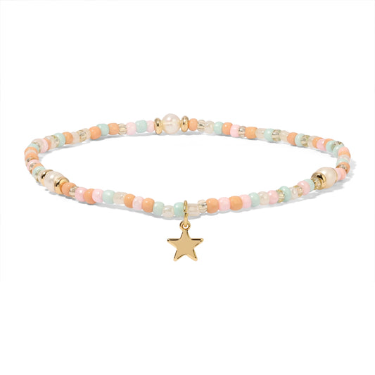 Anklet-Sunrise Freshwater Pearl and Seed Bead,Gold