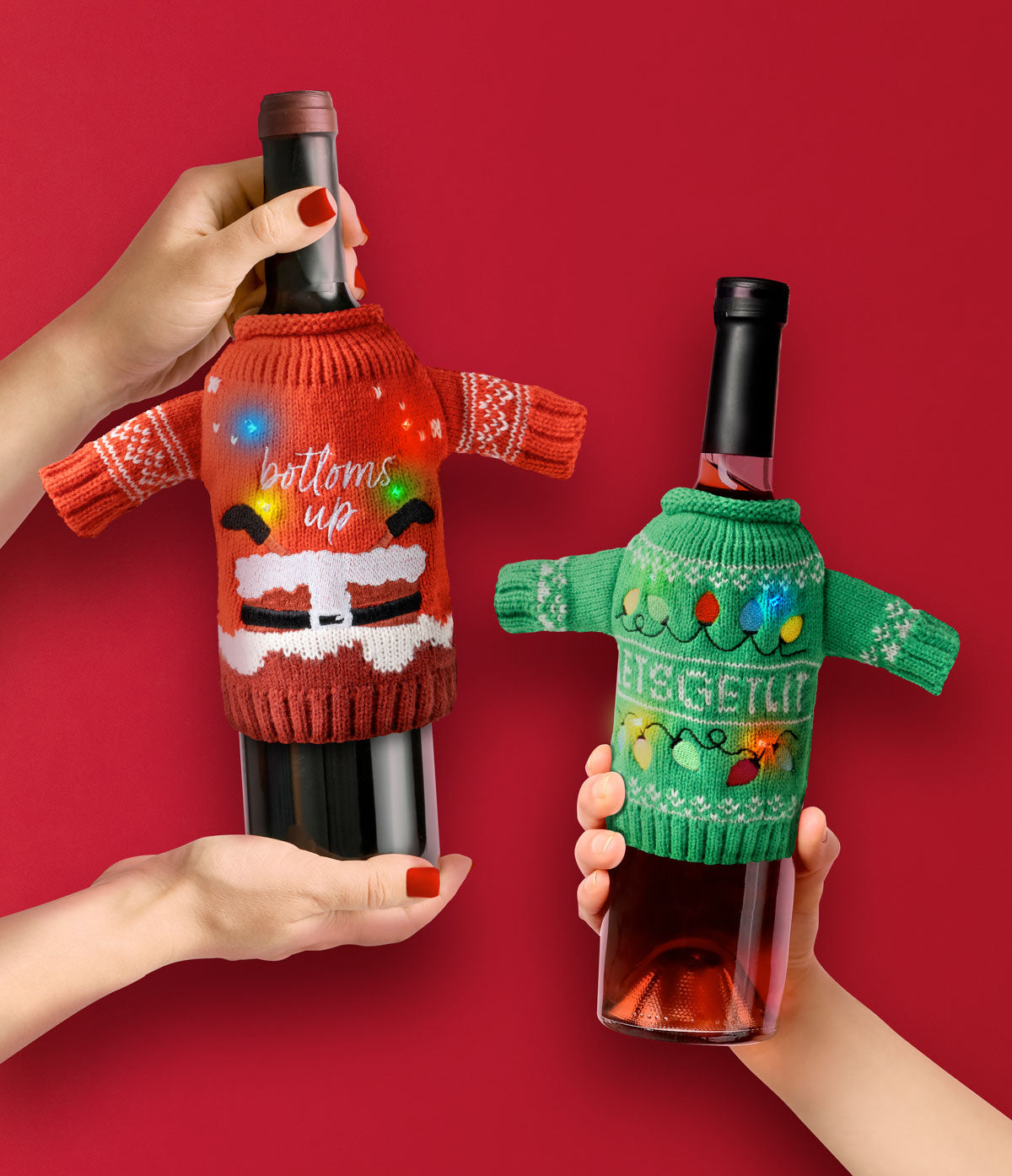 Uncle Bob's Light-Up Wine and Bottle Sweater