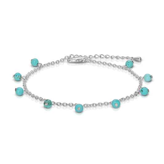 Anklet-Silver Plate with Turquoise Dangles