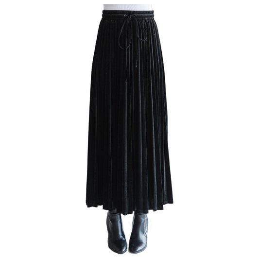 Velvet Pleated Maxi Skirt