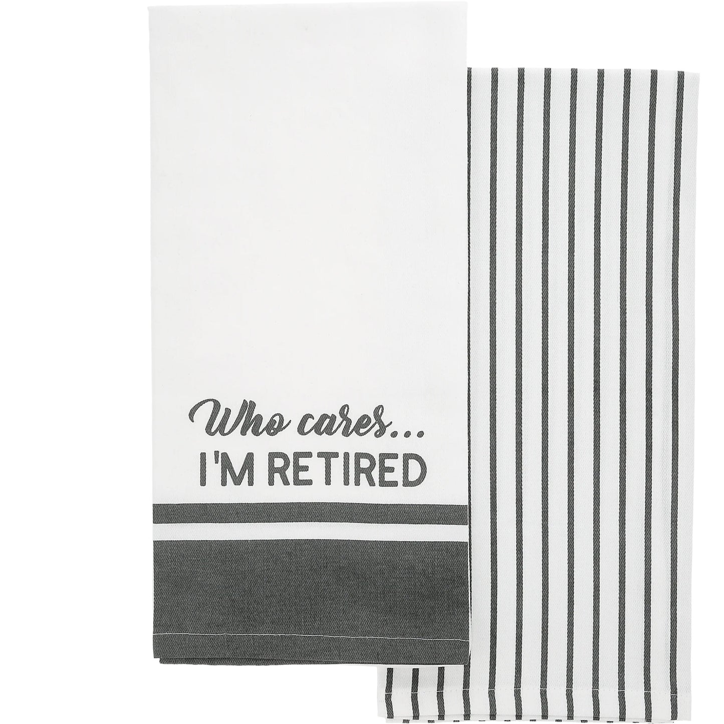Who Cares I'm Retired Tea Towel Set