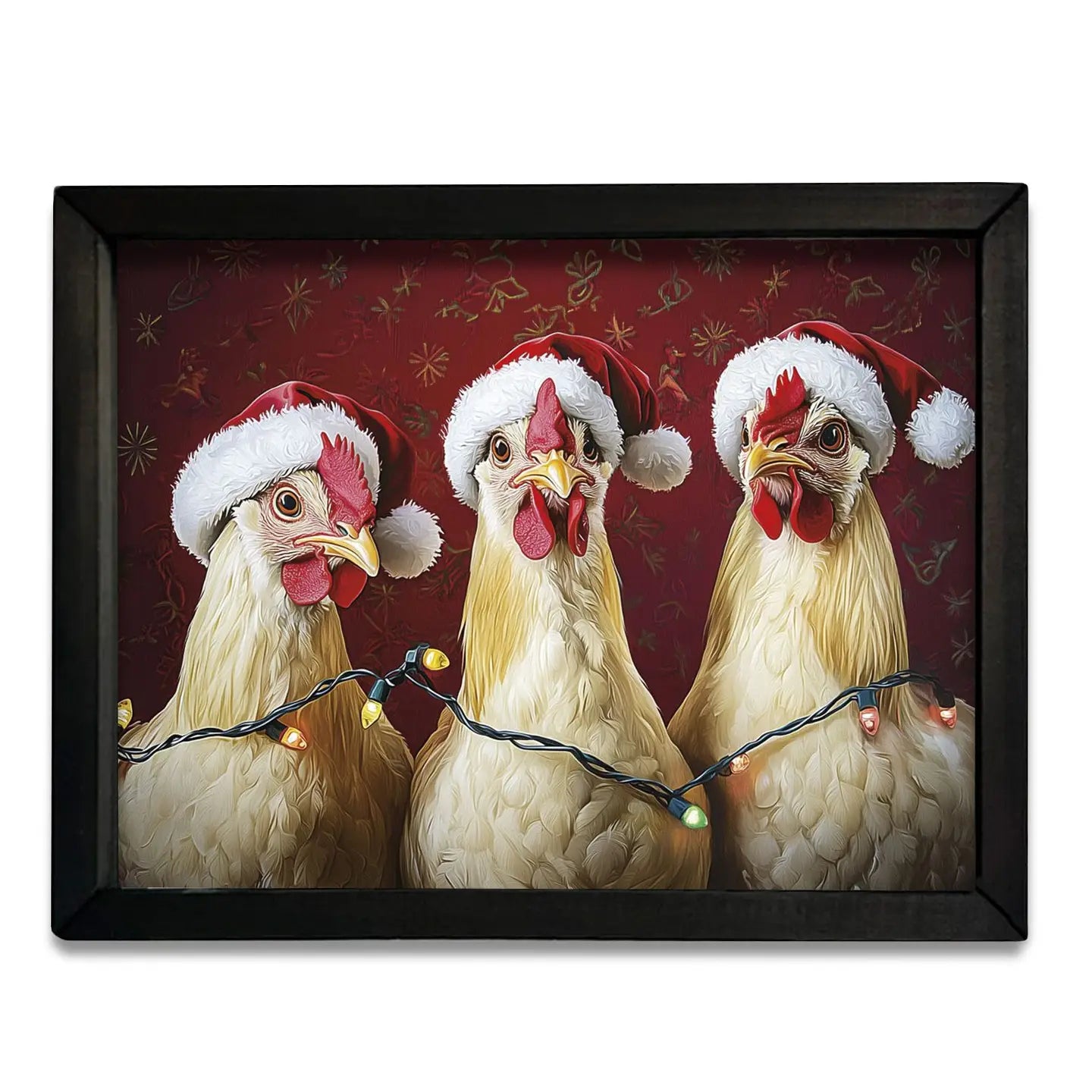 Christmas Chickens Box Frame Art