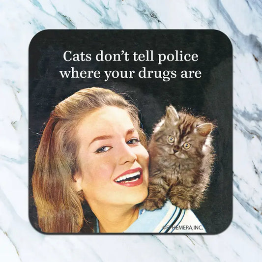 Neoprene Coaster-Cats Don't Tell