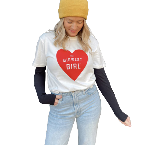 Midwest Girl Heart Natural Tee