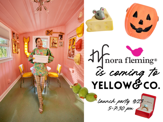 Nora Fleming arrives at Yellow & Co, Mahomet IL