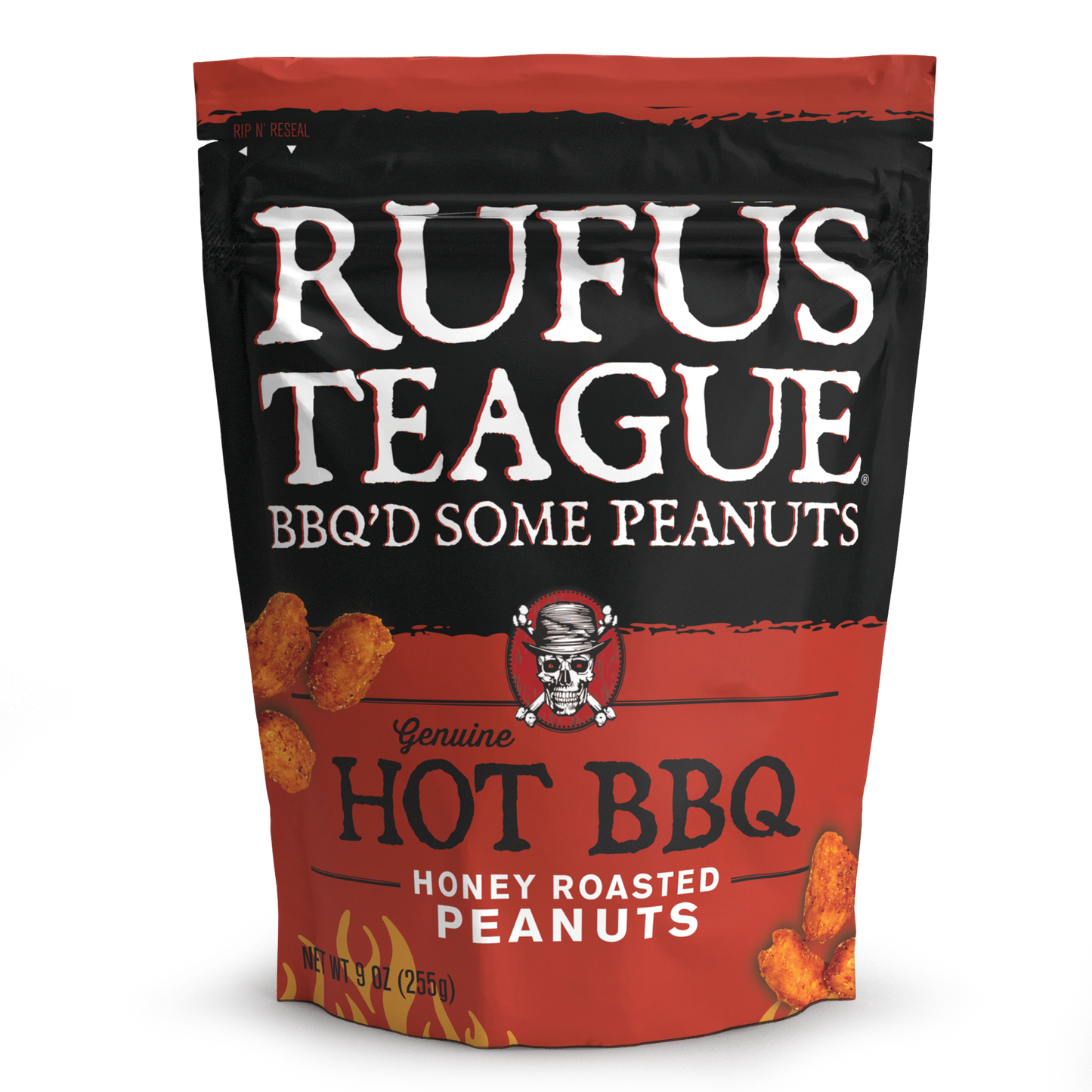 Bag of Rufus Teague BBQ'd Some Peanuts on a white background
