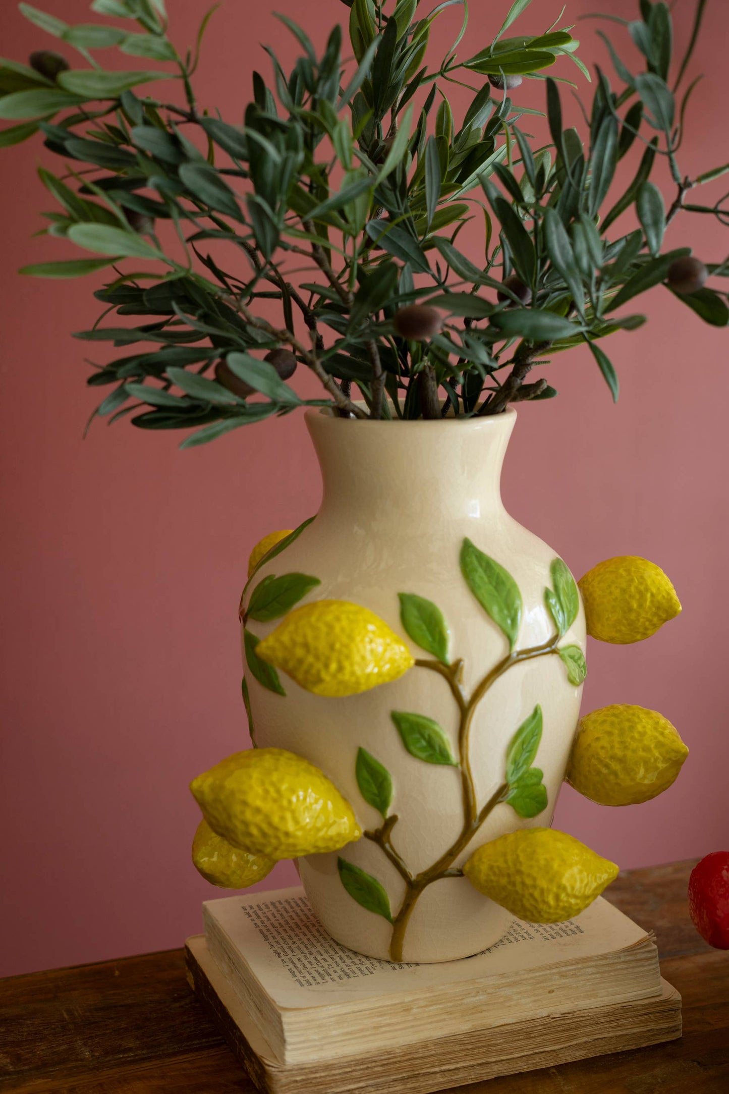 Ceramic Vase with 3D Lemons