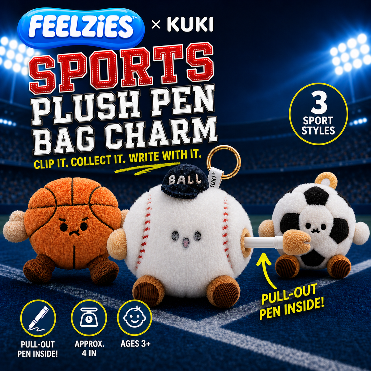 FEELZiES™ × KUKI Sports Plush Bag Charm