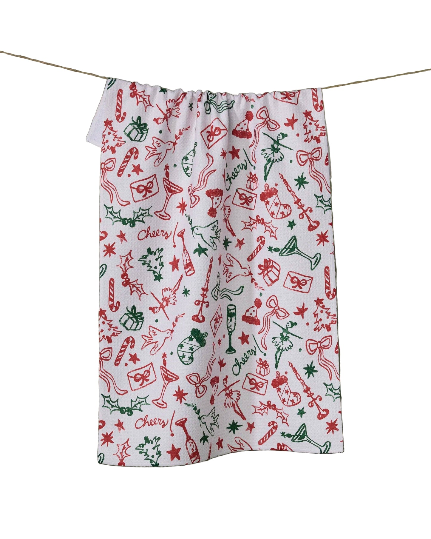 Holiday Doodles Multi Geometry Tea Towel