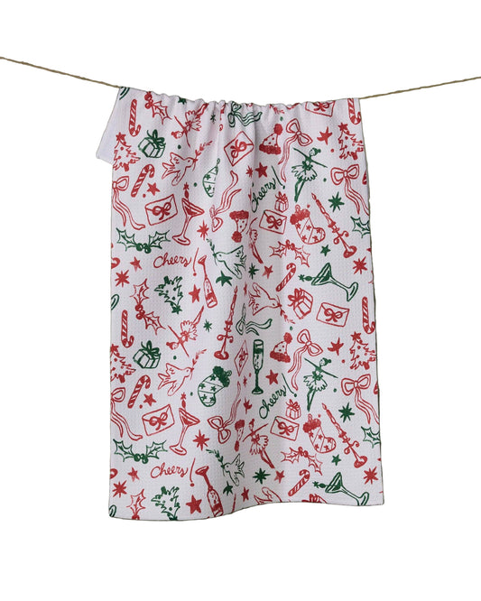 Holiday Doodles Multi Geometry Tea Towel